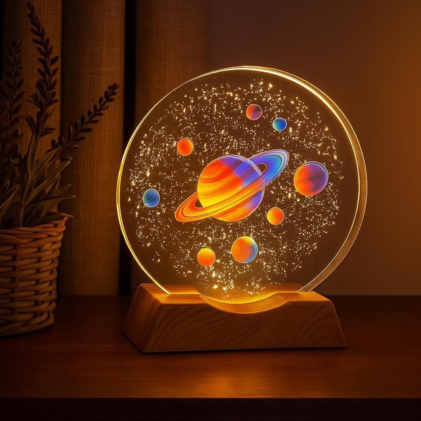 3D Planet Illusion LED Lamp - Artistic Night Light for Kids & Bedrooms (1 Pc) - Happy Price - Image 3