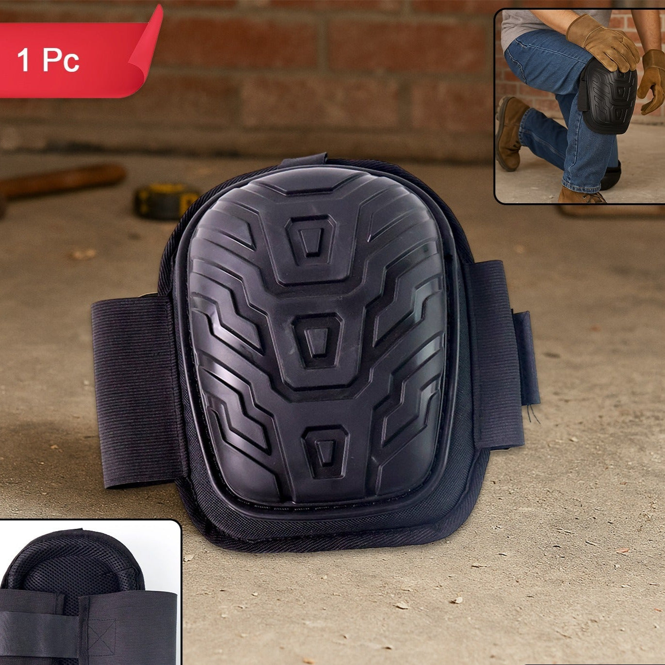 Heavy-duty Work Knee Pad With Shock-resistant Shell  Adjustable Straps (1 Pc) - Happy Price - Image 1
