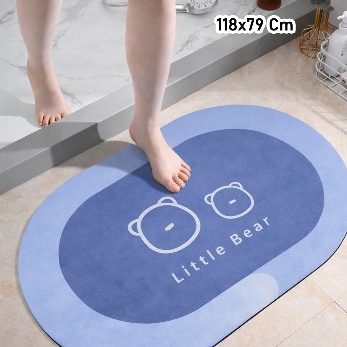 Cute Little Bear Print Soft Bath Mat | Non-Slip Floor Rug | 118x79 Cm | 1 Pc - Great Price - Image 1