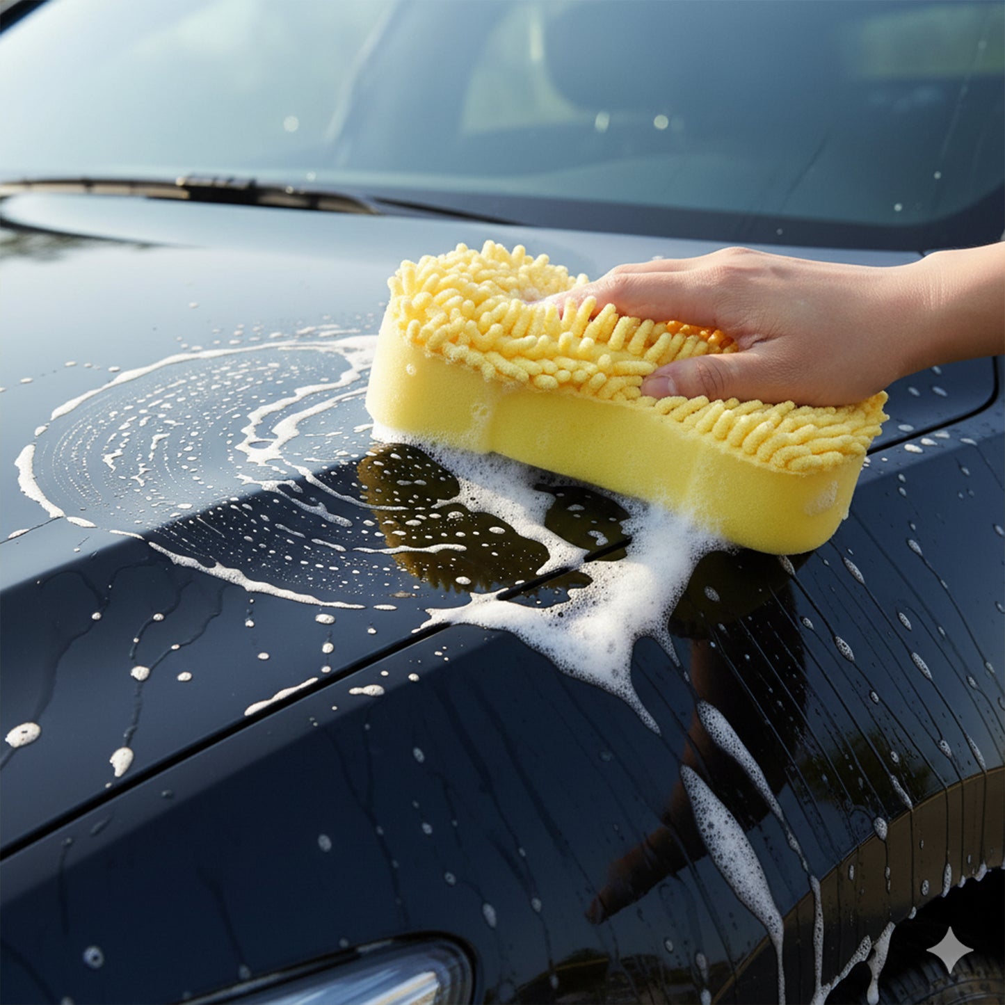 Chenille Microfiber Car Wash Sponge Mitt - 1 Pc, Scratch-Free Dual-Surface Cleaning Pad - Happy Price - Image 7
