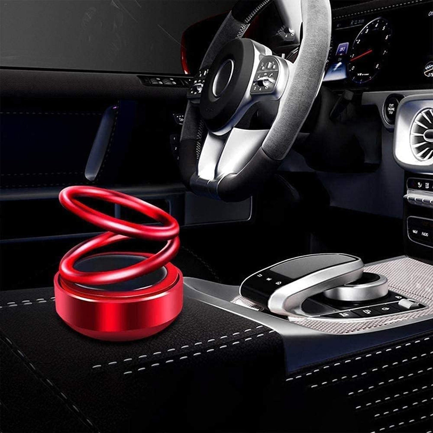 Solar Power Car Aroma Diffuser 360double Ring Rotating Design Car Fragrance Diffuser Car Perfume Air Freshener For Dashboard Home Office - Happy Price - Image 5
