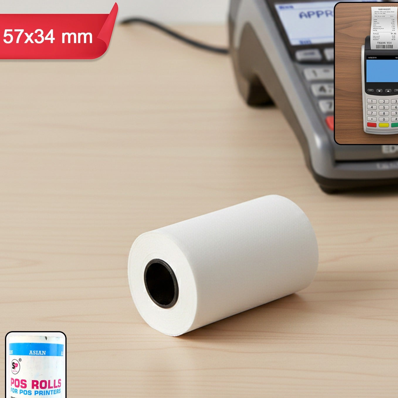 Direct Thermal Label Roll for Barcode & Shipping (57 x 34 MM) - Happy Price - Image 1