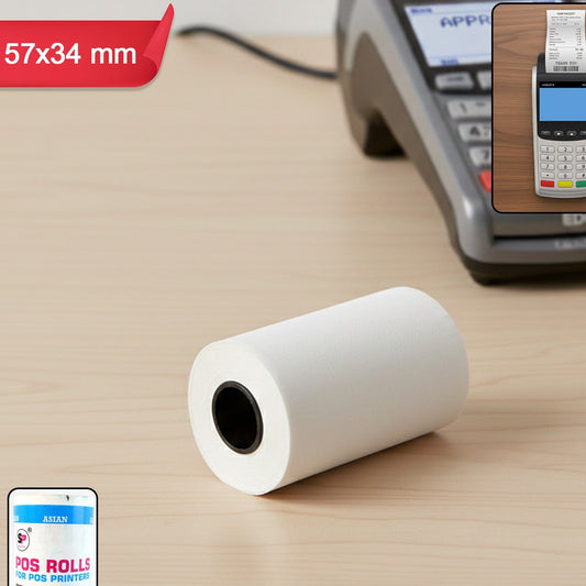 Direct Thermal Label Roll for Barcode & Shipping (57 x 34 MM) - Happy Price - Image 1