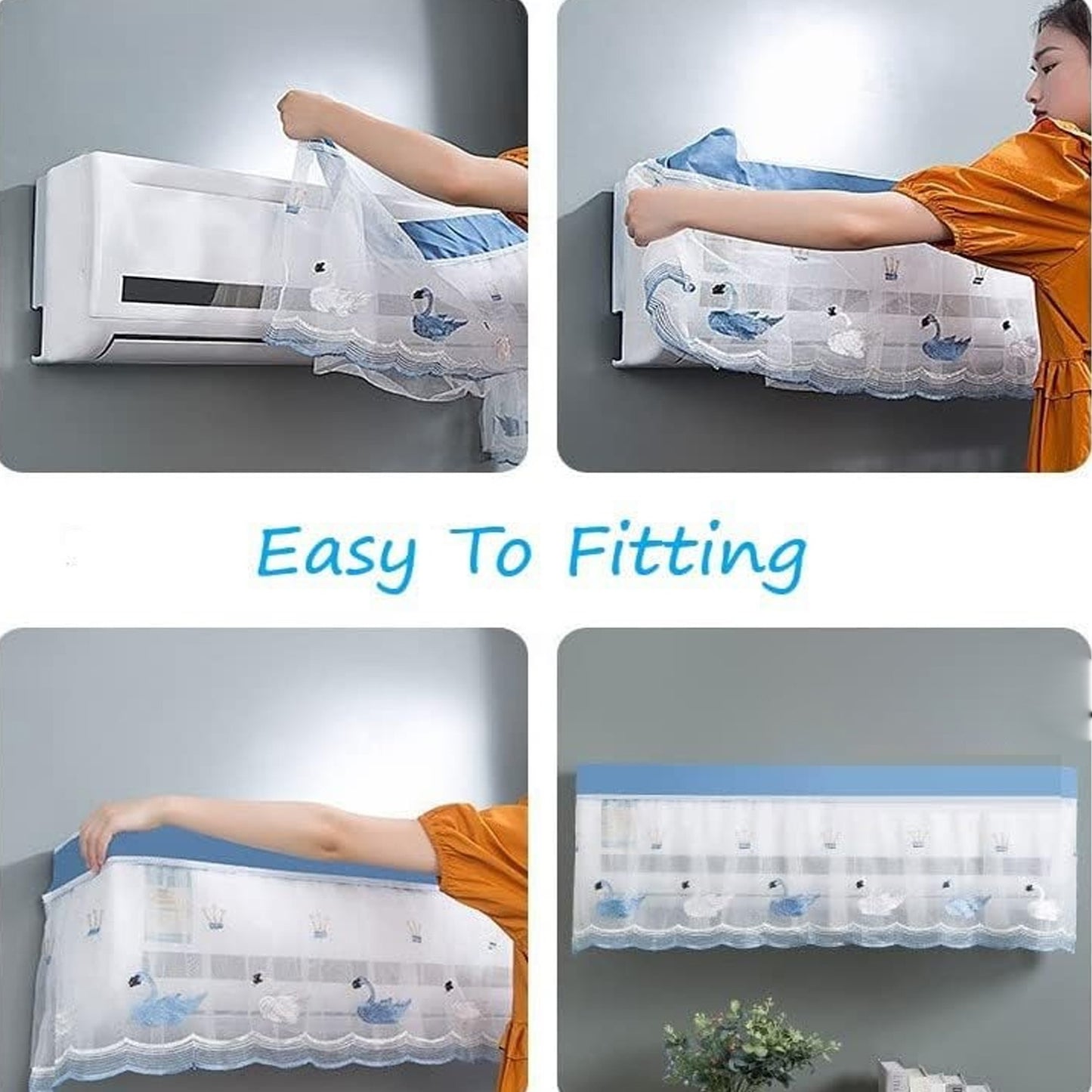 Ac Cover Air Conditioning Dust Cover Folding Designer Ac Cover For Indoor Split Cover Washable Foldable Dustproof Cover  ( Approx 1 Ton  Mix Design  1 Pc) - Happy Price - Image 3