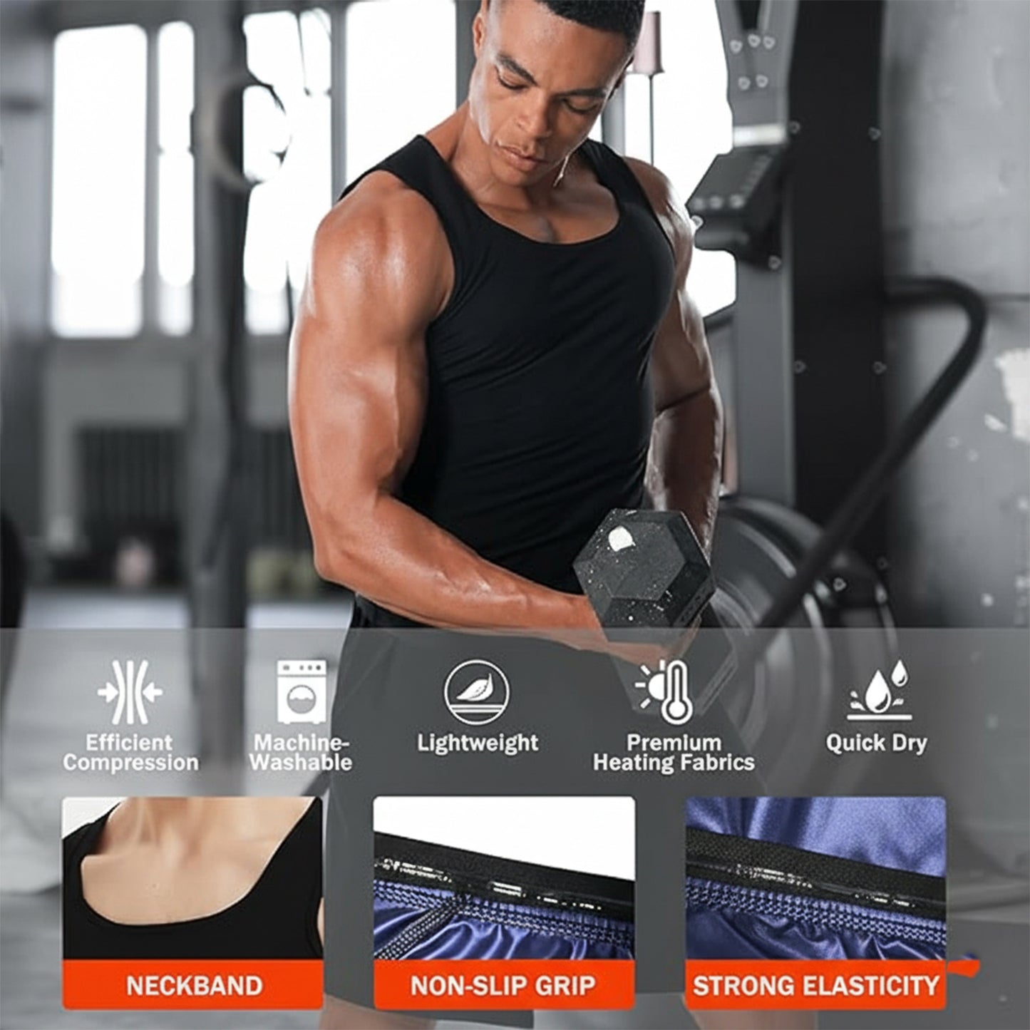 Men's Slim Fit Sweat Shaper Tank Top (L/XL Size, 1 Pc) - Happy Price - Image 3