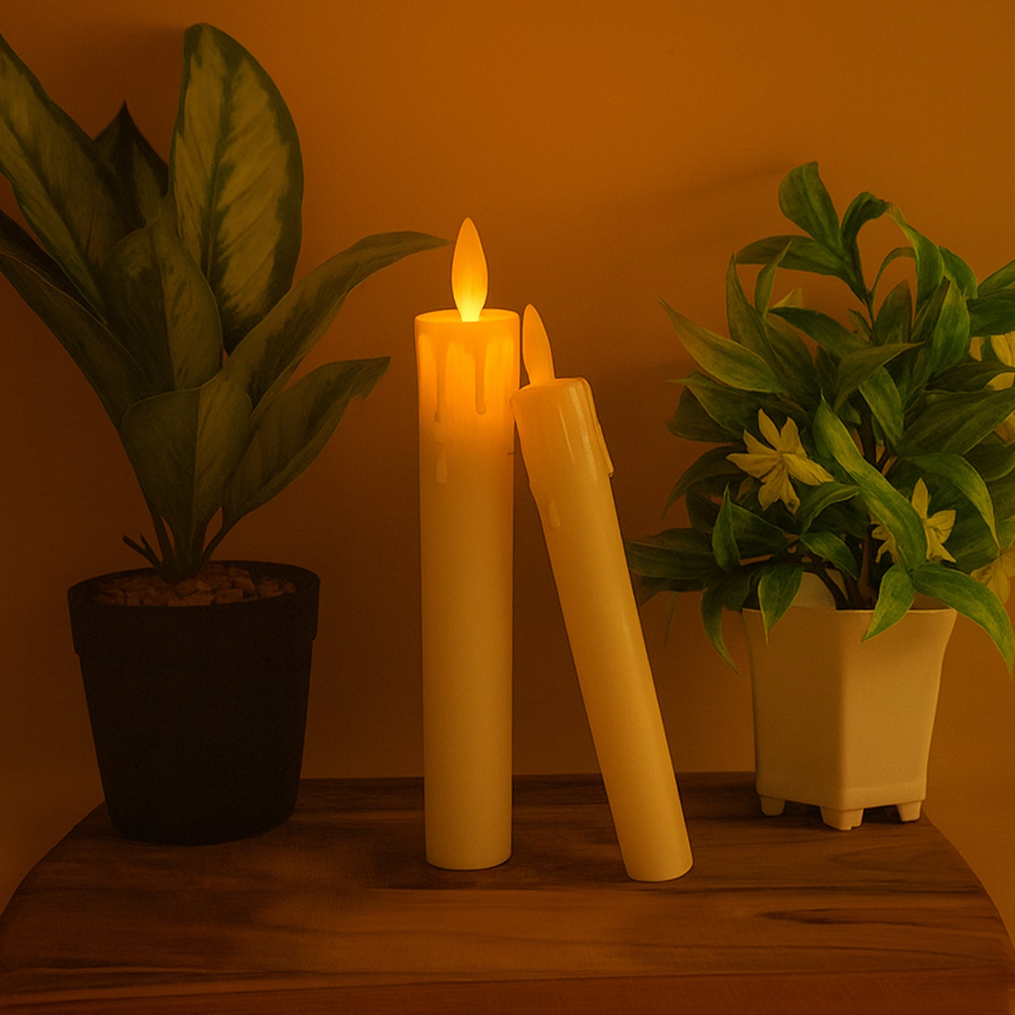 Set of 2 LED Flameless Taper Candles with Realistic Flickering Effect - Happy Price - Image 2