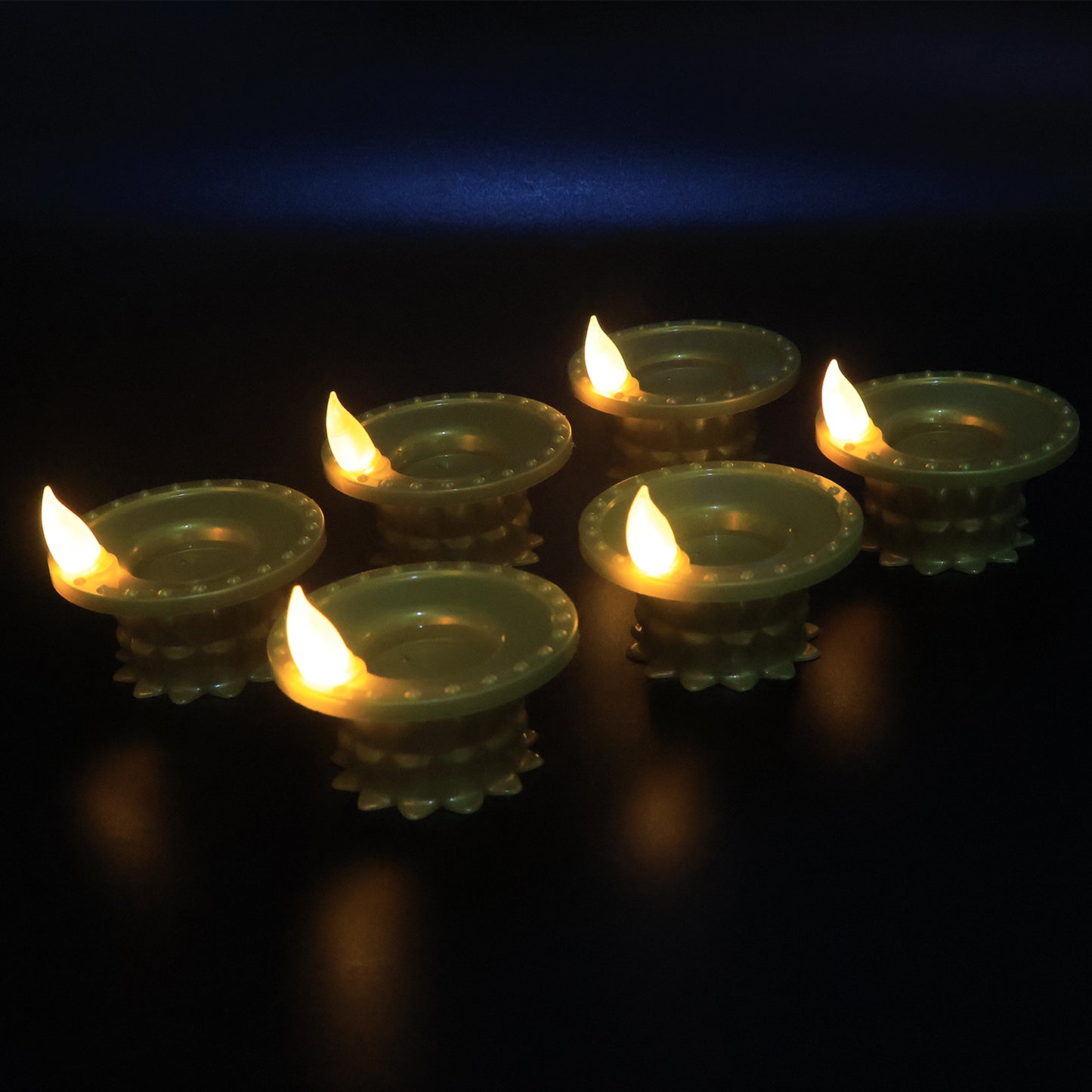 Set of 12 Golden Water Sensor LED Diyas - Flameless Decorative Lights - Happy Price - Image 5