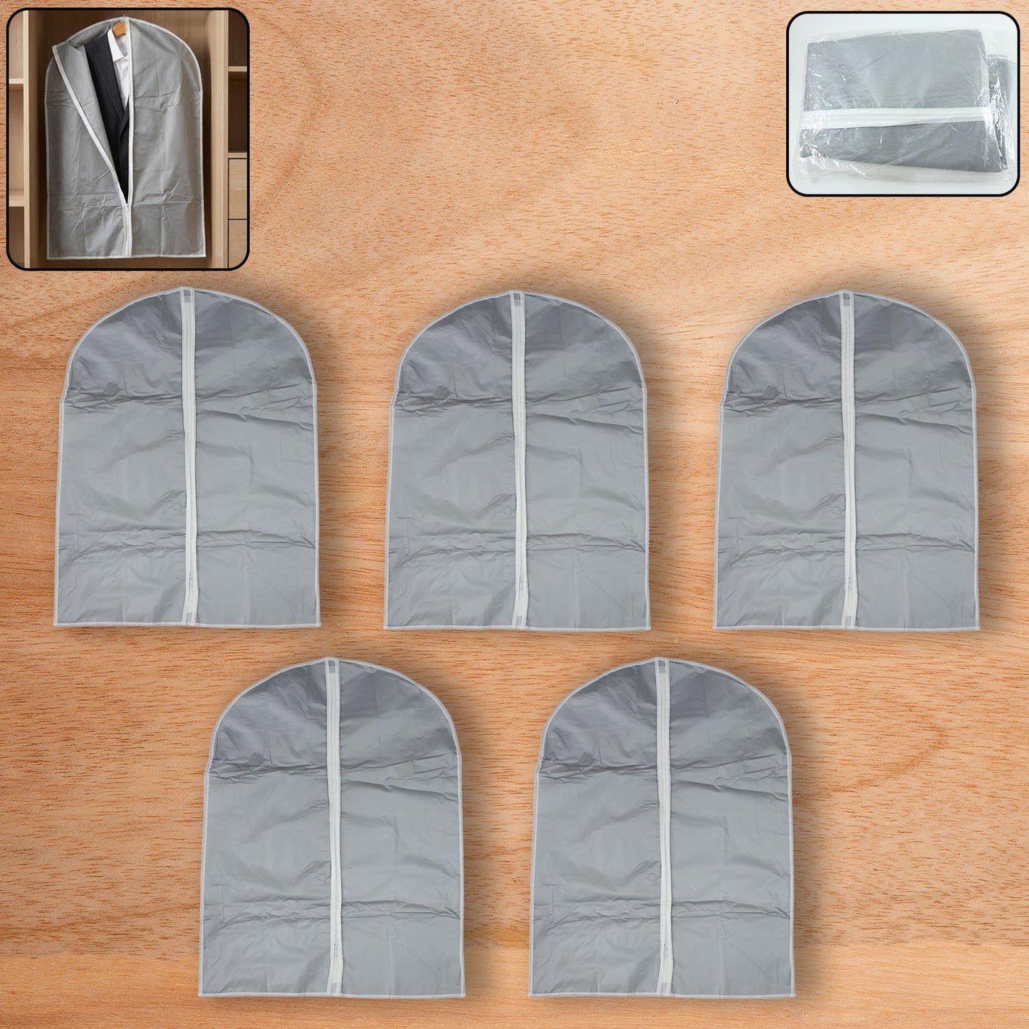 Breathable Garment Cover Set for Suits & Dresses - 5 Pcs (60 x 80 Cm) - Happy Price - Image 2