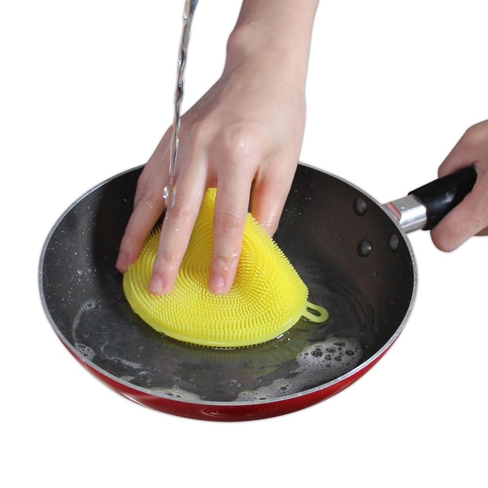 Silicone Dish Scrubber Sponge Mildew Free Non Stick Heat Resistant - Happy Price - Image 3