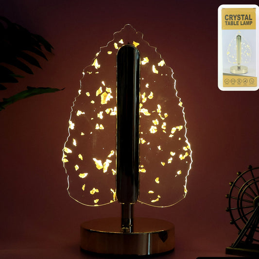 Golden Crystal Leaf LED Table Lamp with USB Charging - 1 Pc - Happy Price - Image 1
