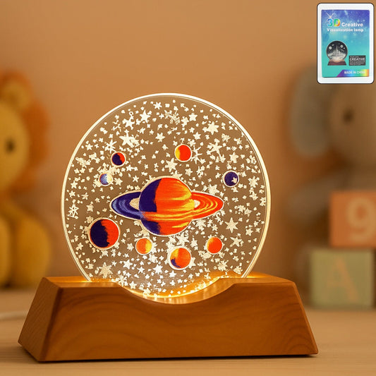 3D Planet Illusion LED Lamp - Artistic Night Light for Kids & Bedrooms (1 Pc) - Happy Price - Image 1