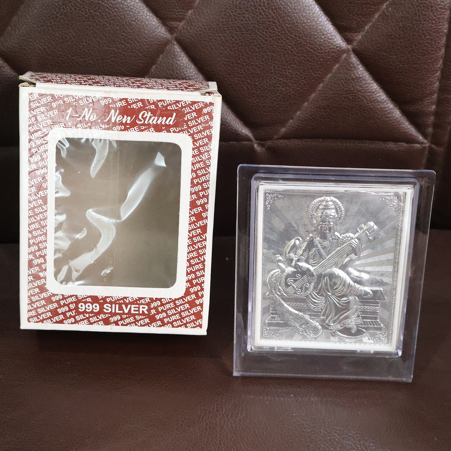 Silver Saraswati Maa Photo Frame with Stand - 1 Pc - Happy Price - Image 7