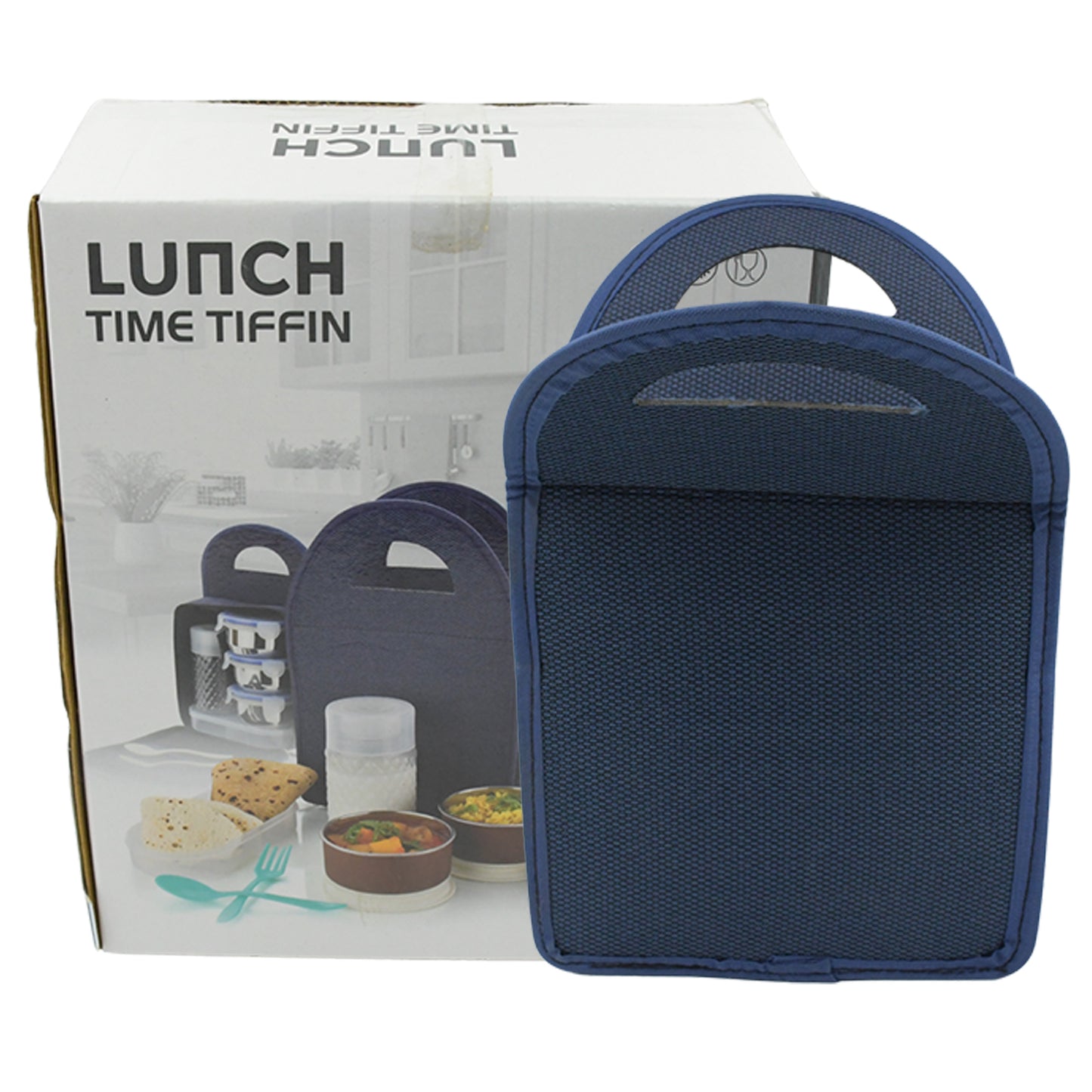 6in1 Tiffin Box-lunch Box  3 Stainless Steel Containers  Plastic Lid Box  Spoon  Fork Plastic Bottle  Insulated Fabric Bag  Leak Proof  Microwave Safe  For Office College And School For Men Women (6 Pcs) - Happy Price - Image 4