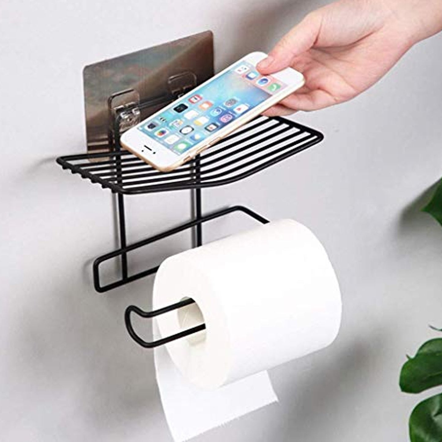 Iron Black Coated Self Adhesive Wall Mounted Tissuetoilet Paper Holder - Happy Price - Image 2