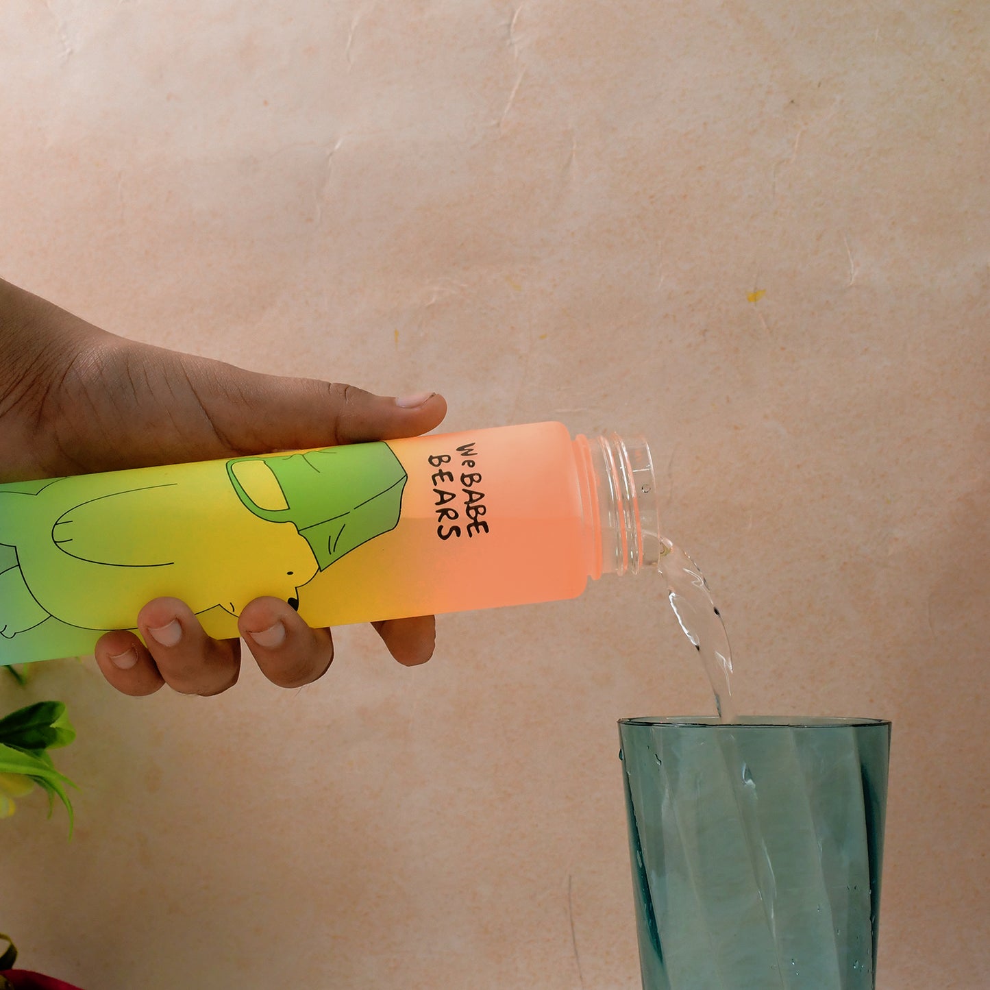 300 ML Cartoon Print Plastic Water Bottle with Leakproof Steel Cap & Strap - Happy Price - Image 3