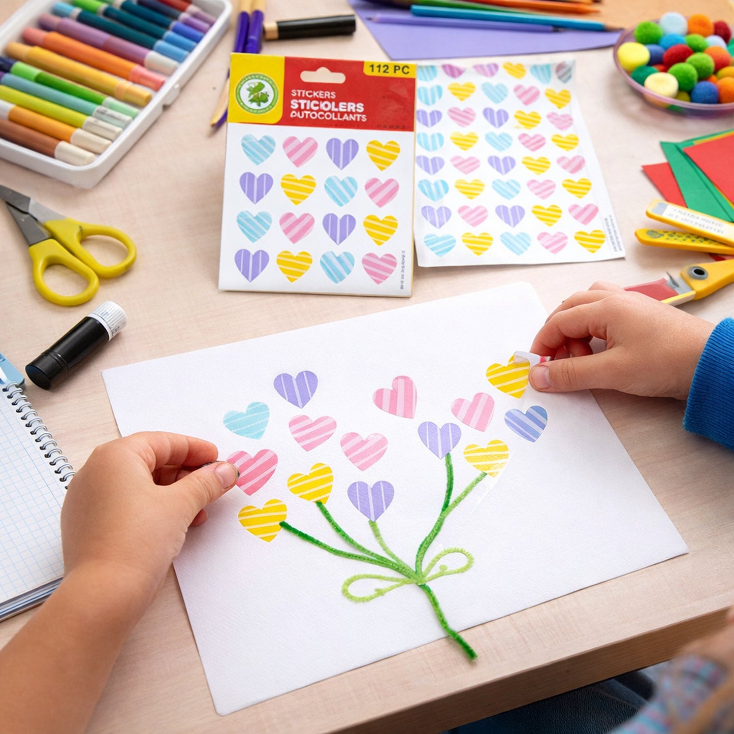 Heart Shape Decorative Stickers - 112 Pcs, 4 Sheets for Crafts & Journals - Happy Price - Image 3