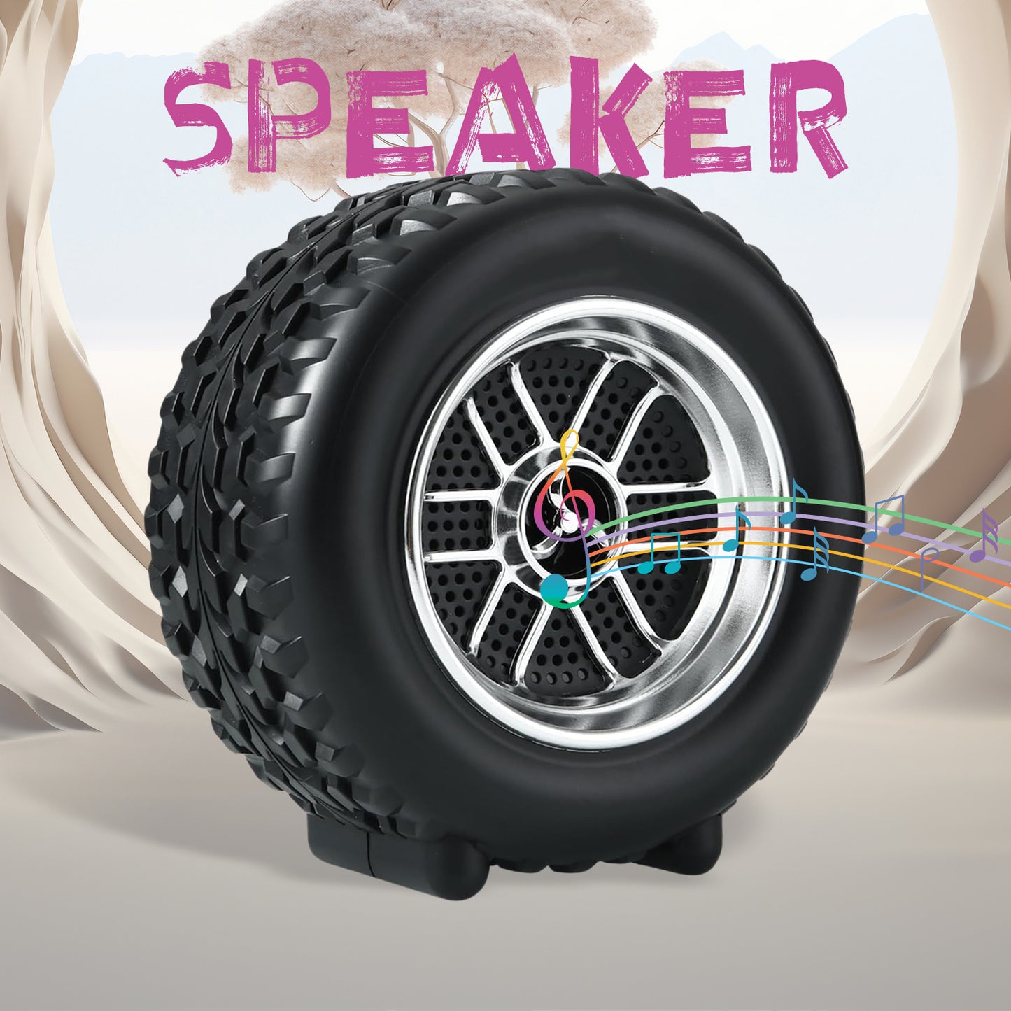 Portable Tyre  Wheel Shape Wireless Bluetooth Speaker (1 Pc) - Happy Price - Image 2