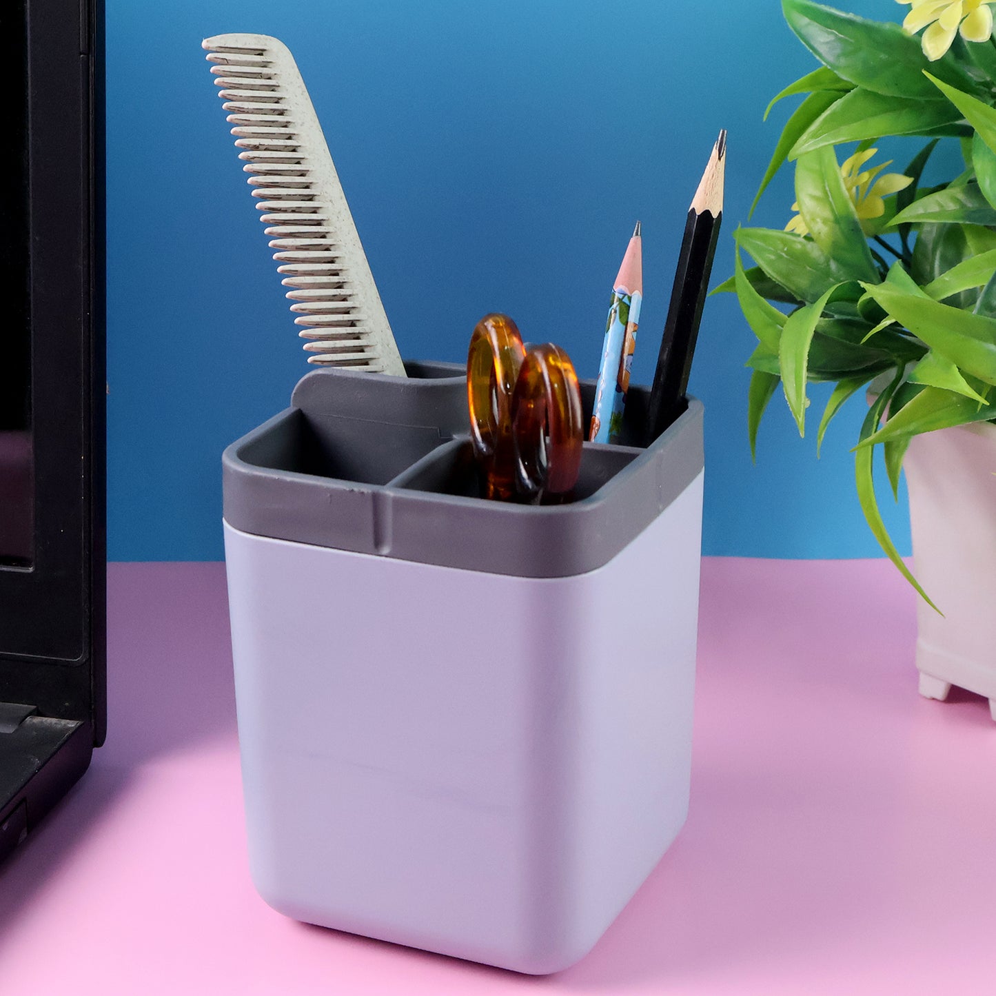 4 Section Desk Organizer Holder - Plastic Utility Container for Office & Home (1 Pc) - Happy Price - Image 7