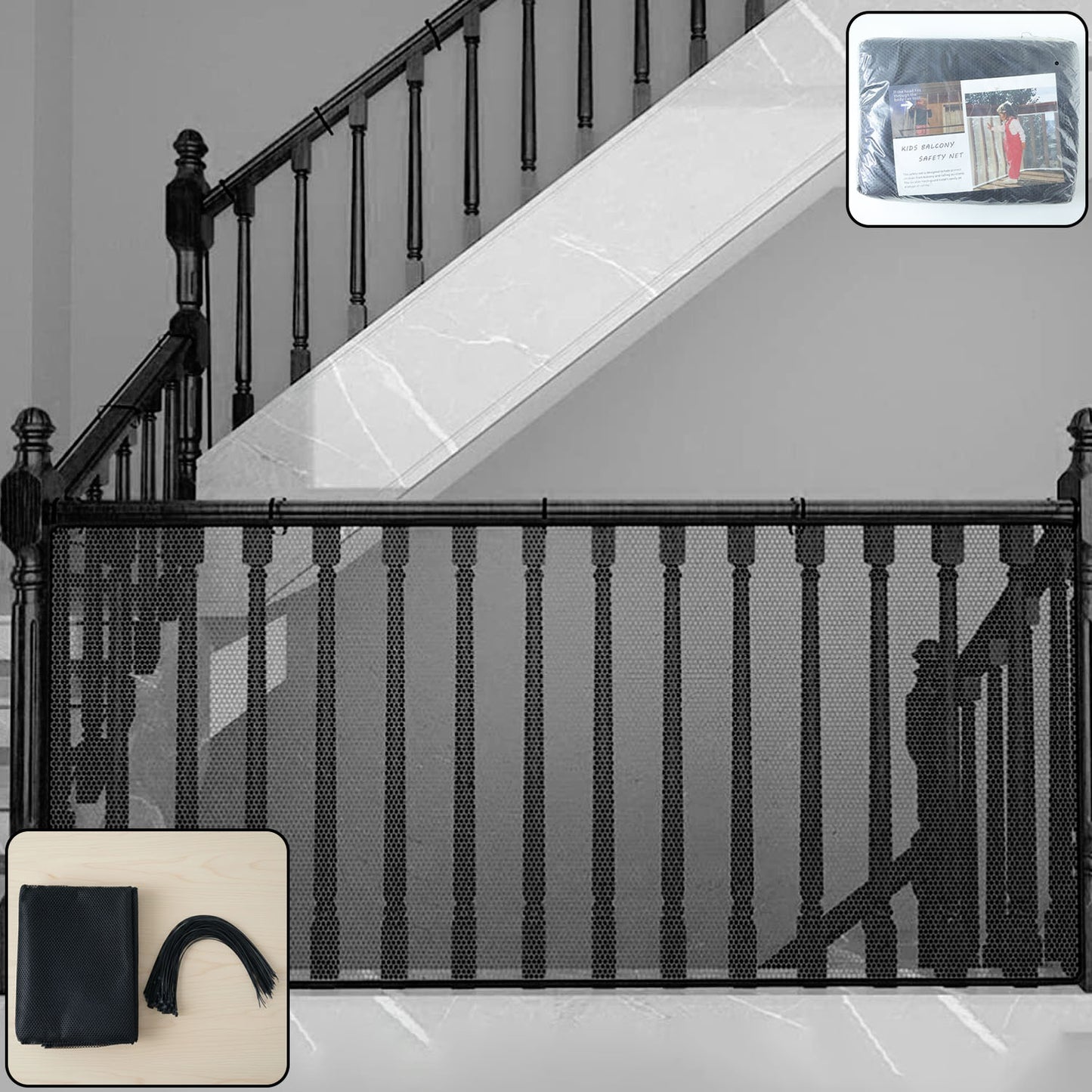 Kids Balcony Safety Net - 6 Mtr X 90 Cm Protective Mesh for Home Safety - Happy Price - Image 2