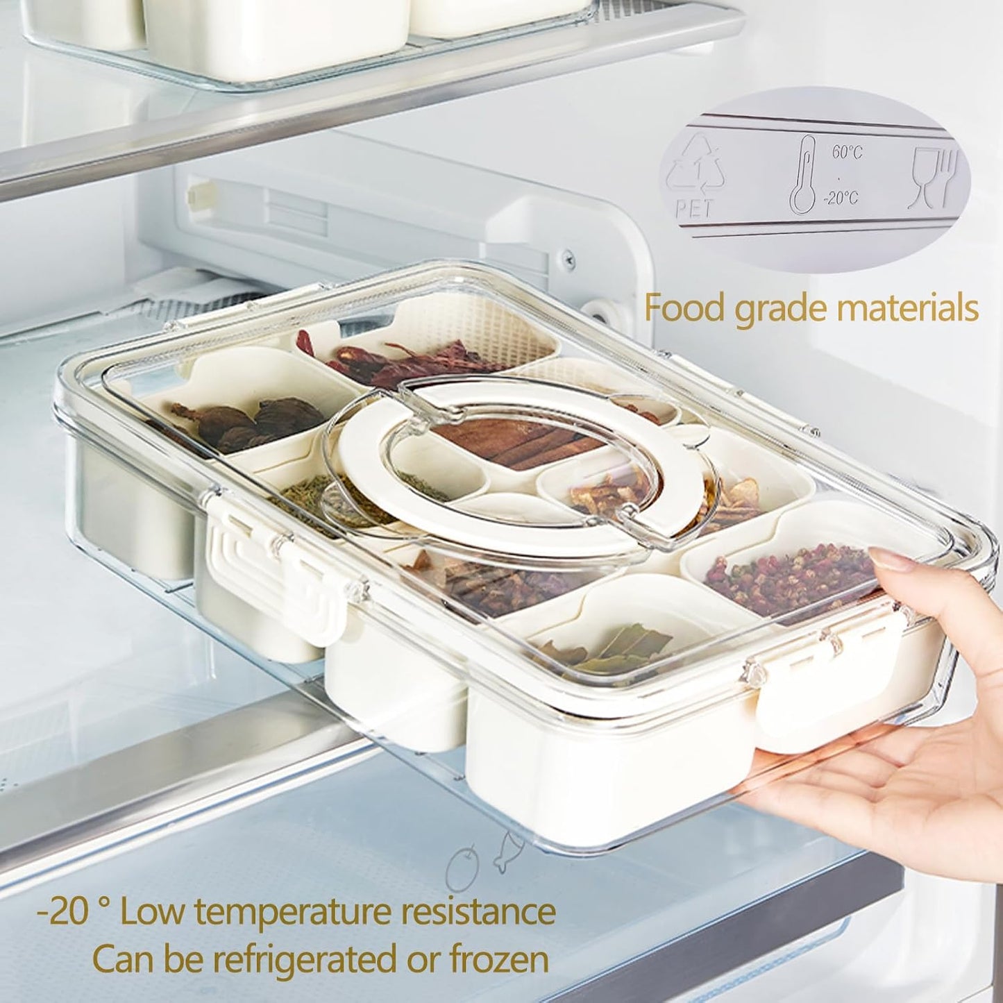 6 Compartment Fridge Organizer Box with Lid, 2300ml Capacity - Happy Price - Image 6