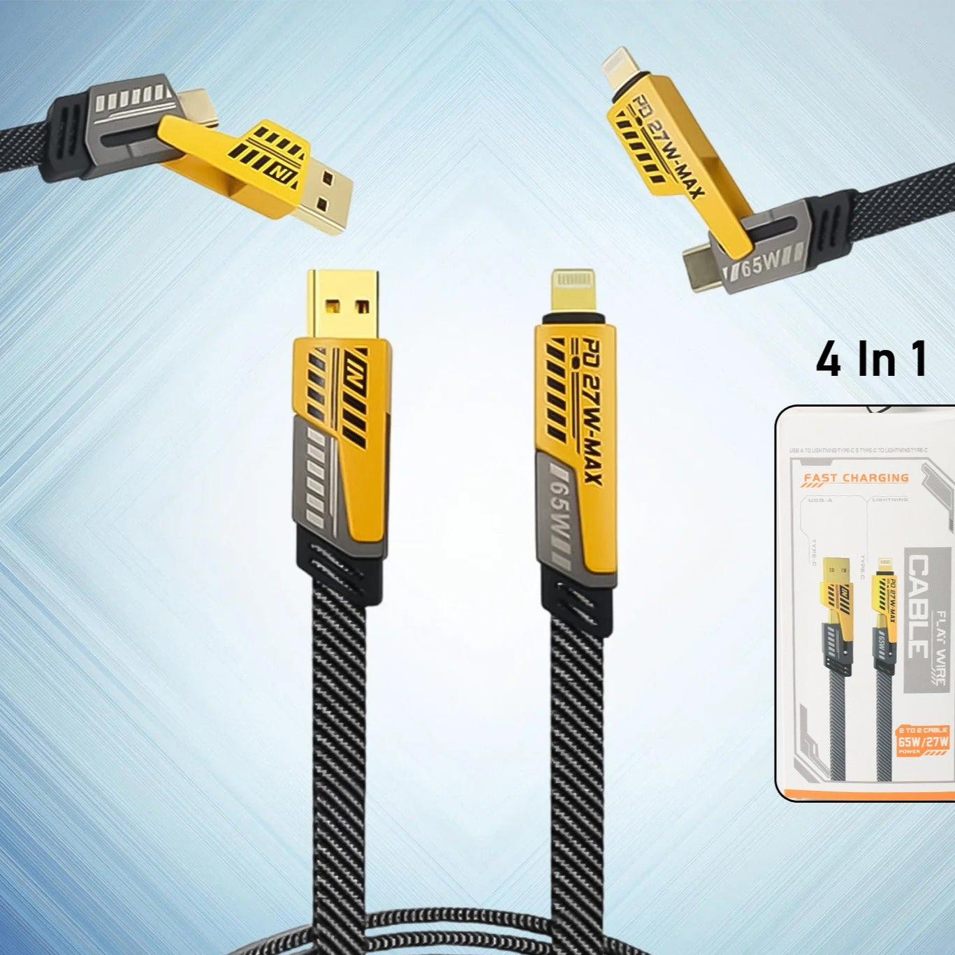 4 In 1 Fast Charging Cable With Multiport Usb-c To Type C Usb-c To Lightning (1 Pc) - Happy Price - Image 1