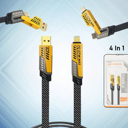 4 In 1 Fast Charging Cable With Multiport Usb-c To Type C Usb-c To Lightning (1 Pc) - Happy Price - Image 1
