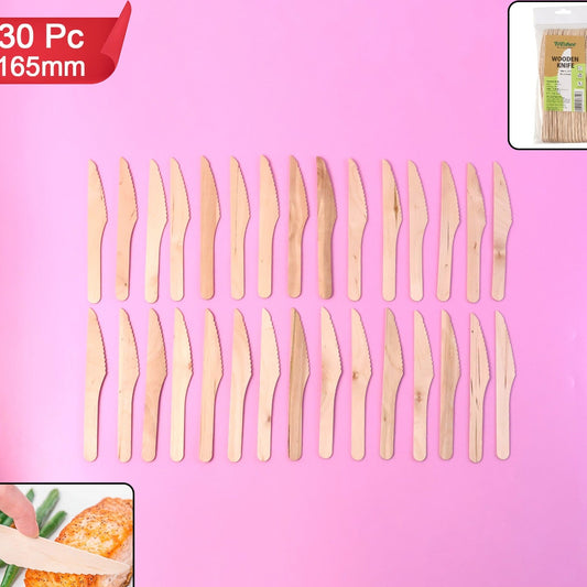 165mm Birchwood Knives - 30 Pcs Pack | Eco-Friendly Disposable Cutlery - Happy Price - Image 1