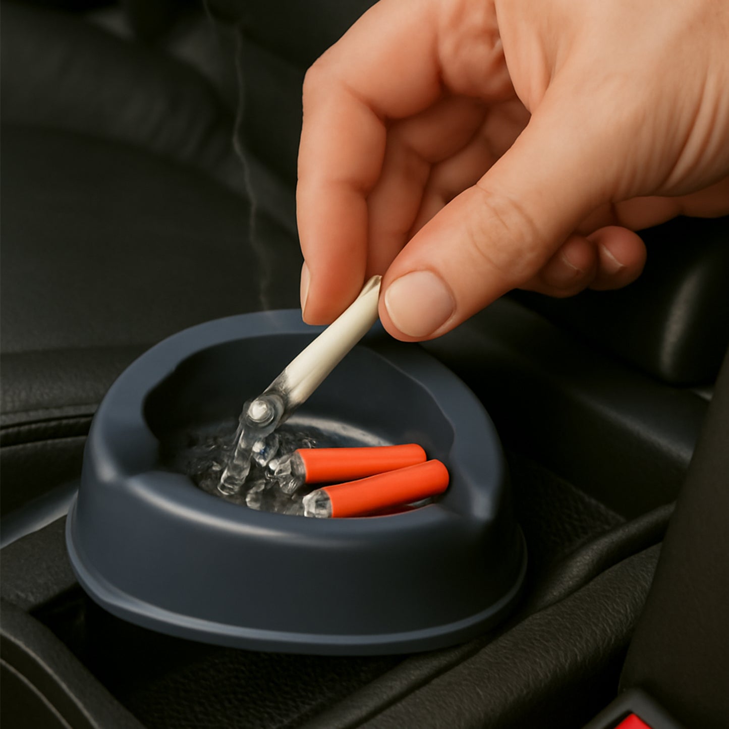 Oblivion Durable Plastic Ashtray With Wide Bowl And Triple Cigarette Holder Slots (1 Pc) - Happy Price - Image 3