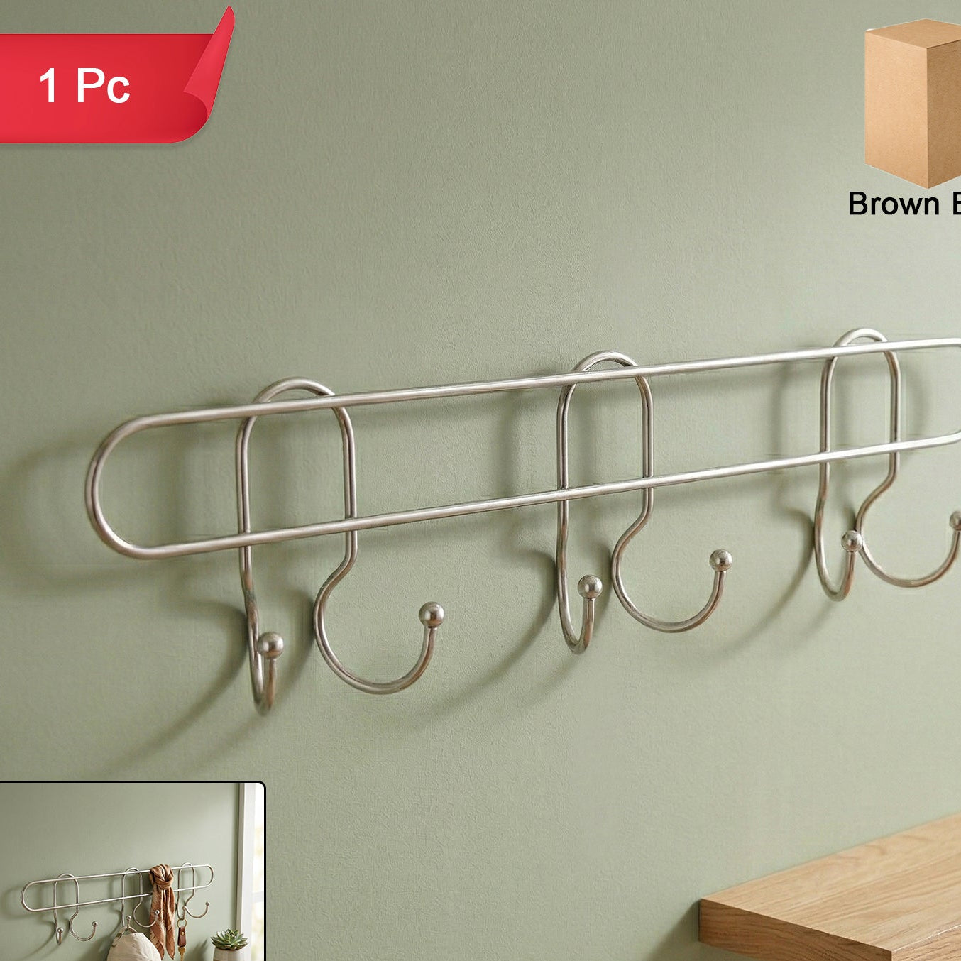 Metal Wall Hook Rack - 1 Pc Organizer for Home & Office - Great Price - Image 1