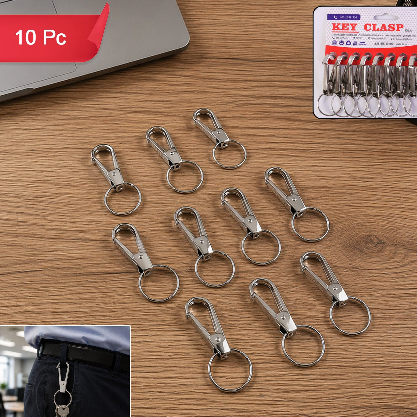 Heavy Duty Metal Keychain Clip With Key Ring Key Clasp (1 Pc)