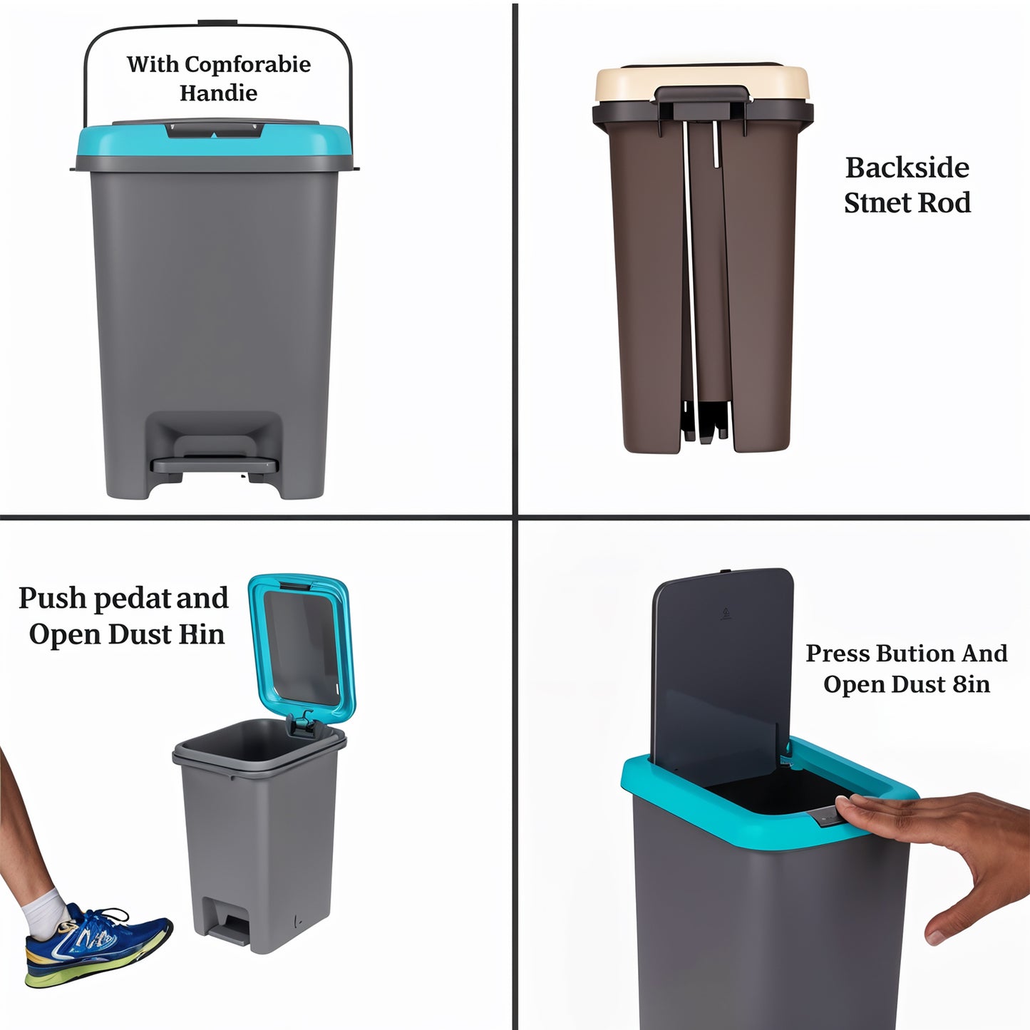 Apex Push N Pedal Plastic Dustbin 10l Capacity (1 Pc) - Happy Price - Image 3