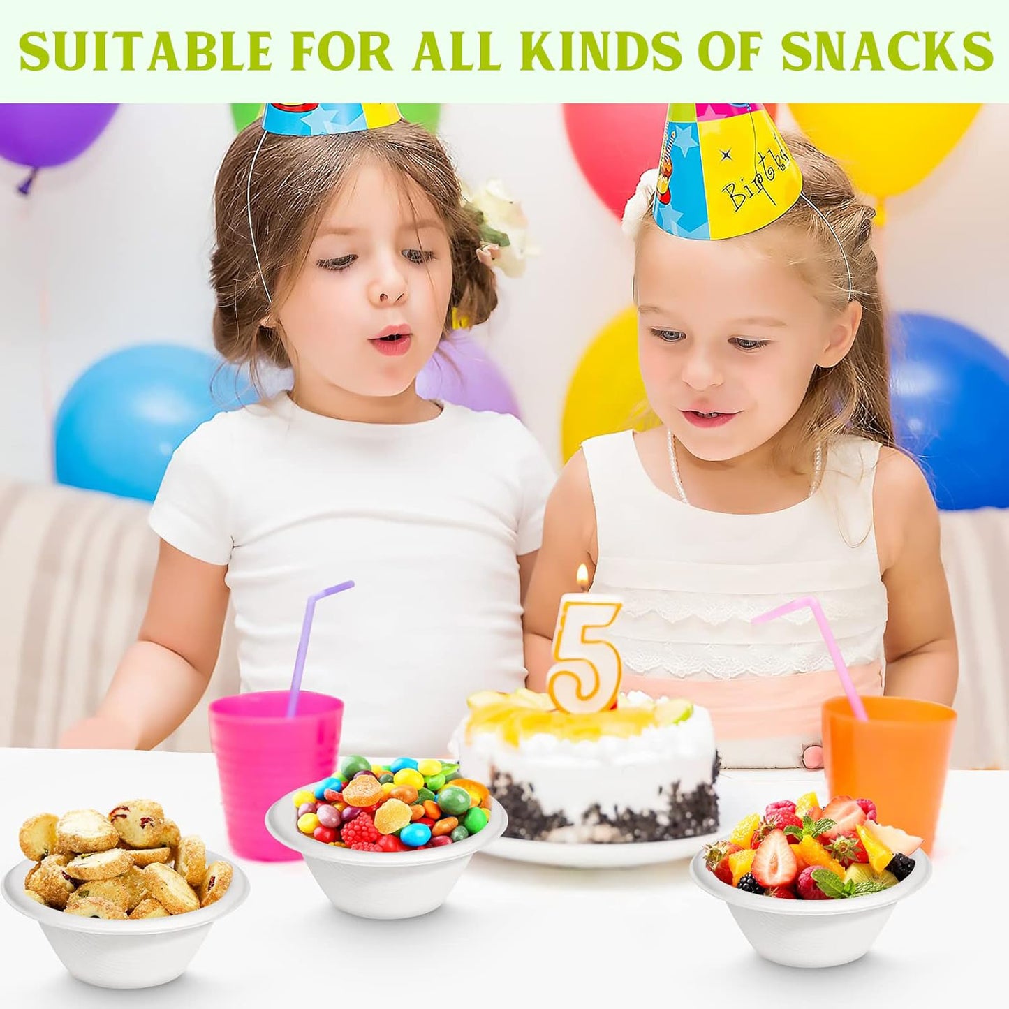 180 ML Round Compostable Bagasse Bowls - Pack of 10 - Happy Price - Image 3