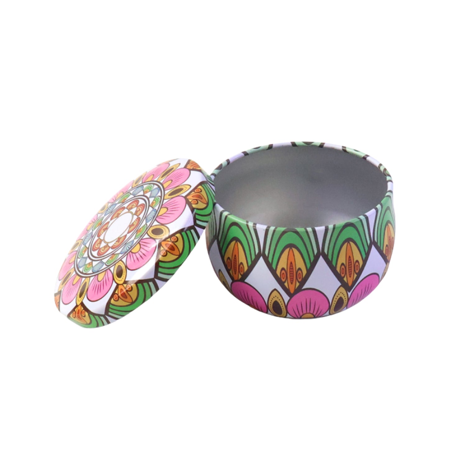 Decorative Mandala Metal Candle Jar with Lid (1 Pc) - Reusable Tin for DIY Crafts & Home Decor - Happy Price - Image 2