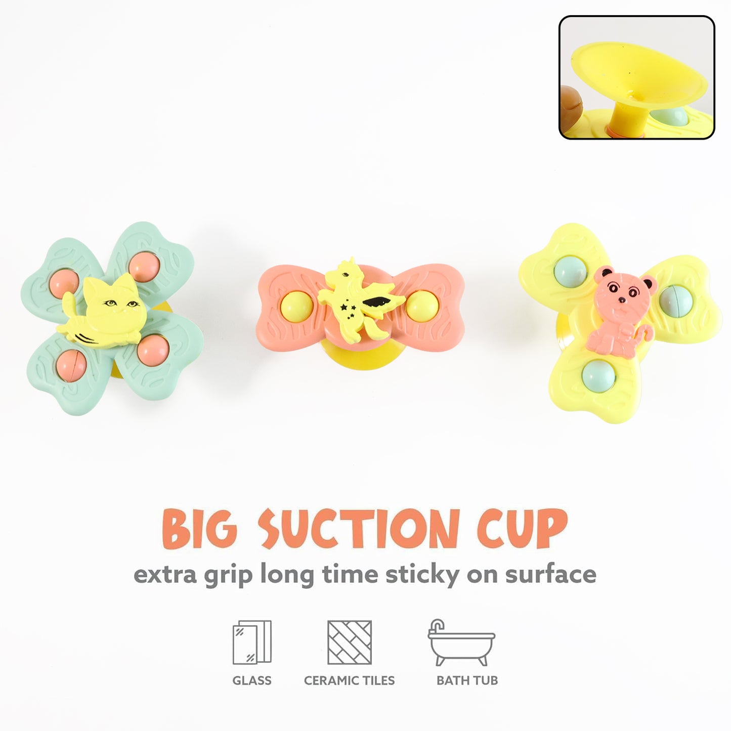 Baby Suction Cup Spinner Toys - 3 Piece Set for Sensory Play - Happy Price - Image 3