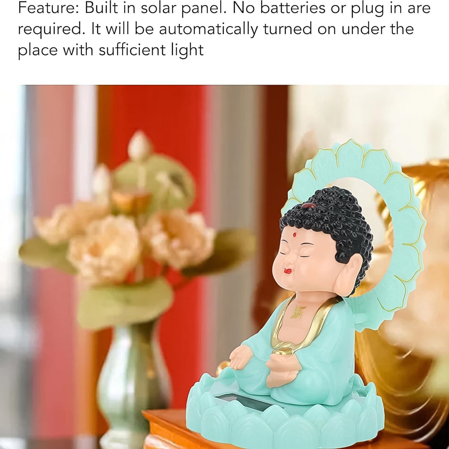 Plastic Solar Powered Moving Head Sitting Action Buddha Statue (1 Pc) - Happy Price - Image 6