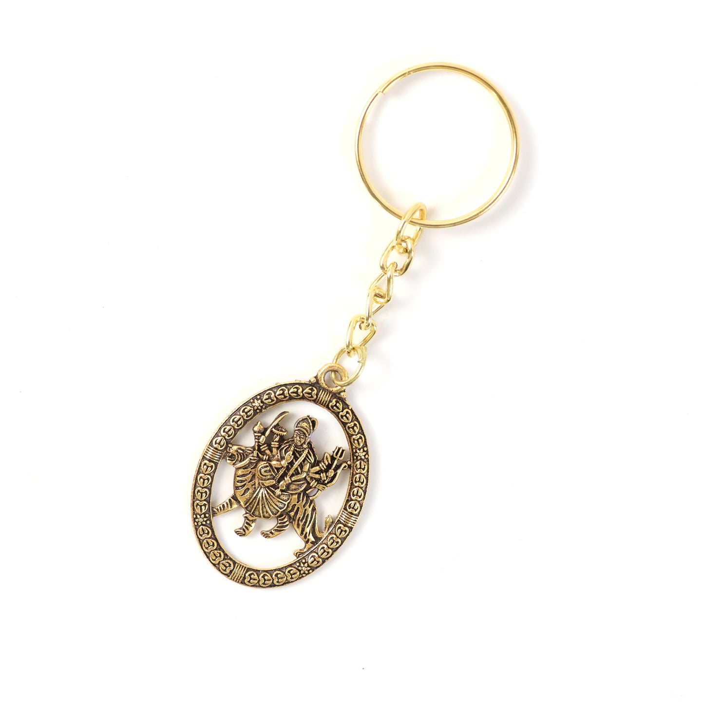 Golden Metal Durga Maa Keychain with Lion Motif (1 Pc) - Happy Price - Image 5