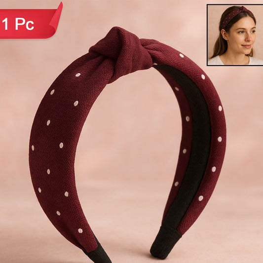 Womens Polka Dot Fabric Knot Hairband  Stylish  Comfortable (1 Pc) - Happy Price - Image 1