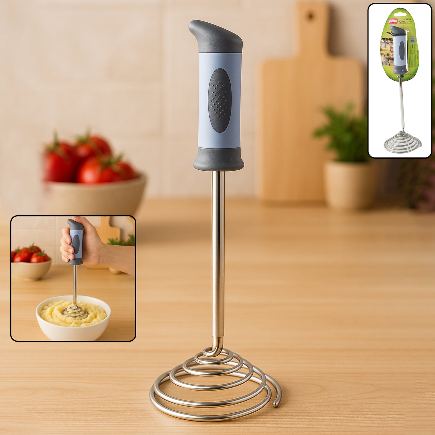 Heavy Duty Stainless Steel Potato Masher with Spring Action & Ergonomic Grip - Happy Price - Image 6