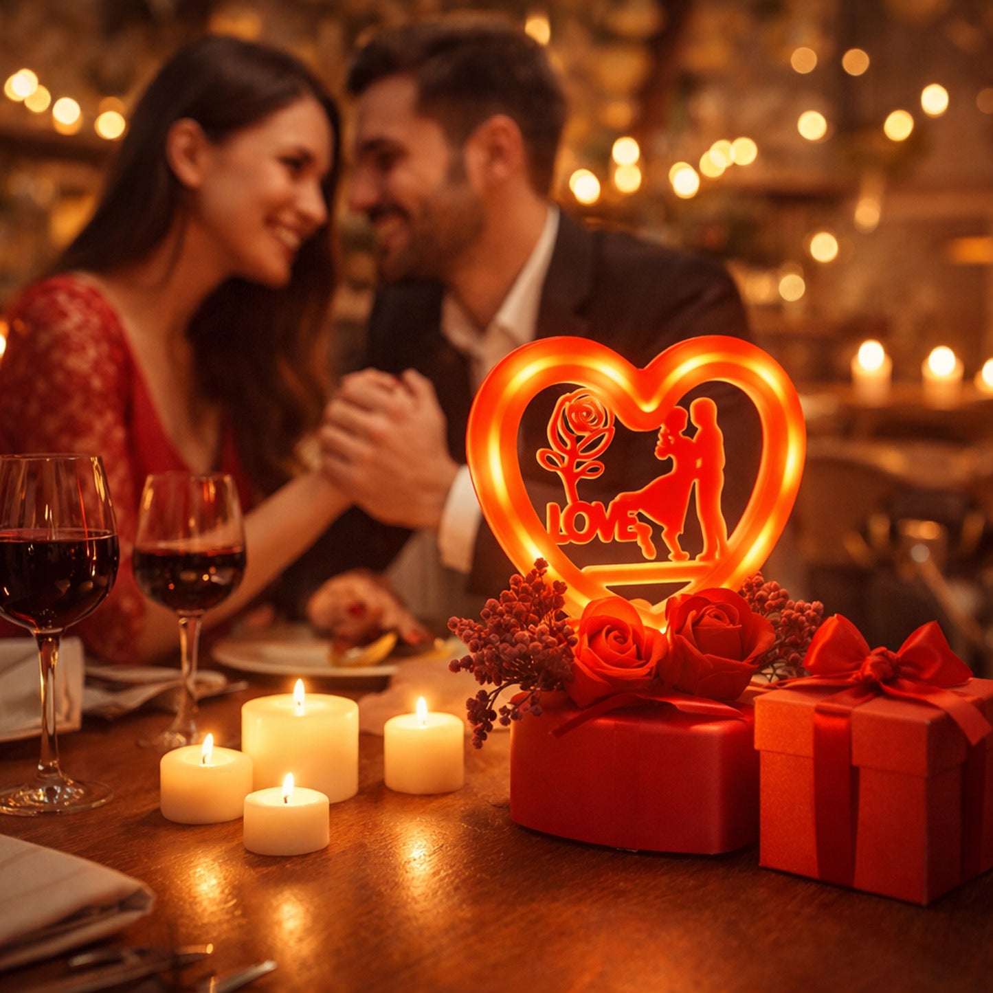 Heart Love Showpiece with Golden Rose Gift Set (2 Pc) - Happy Price - Image 3