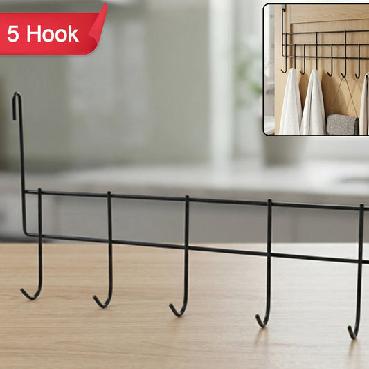 Premium Over The Door Metal 5 Hook Rack 1 Pc