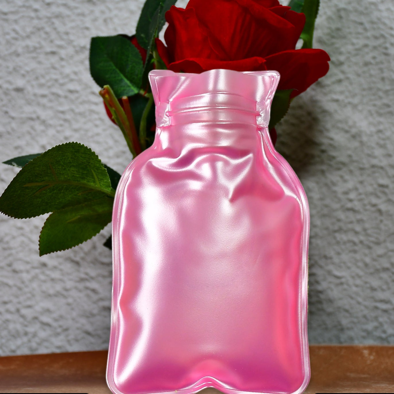 6533 Simple Pink Small Hot Water Bag With Cover For Pain Relief Neck Shoulder Pain And Hand Feet Warmer Menstrual Cramps. - Happy Price - Image 1