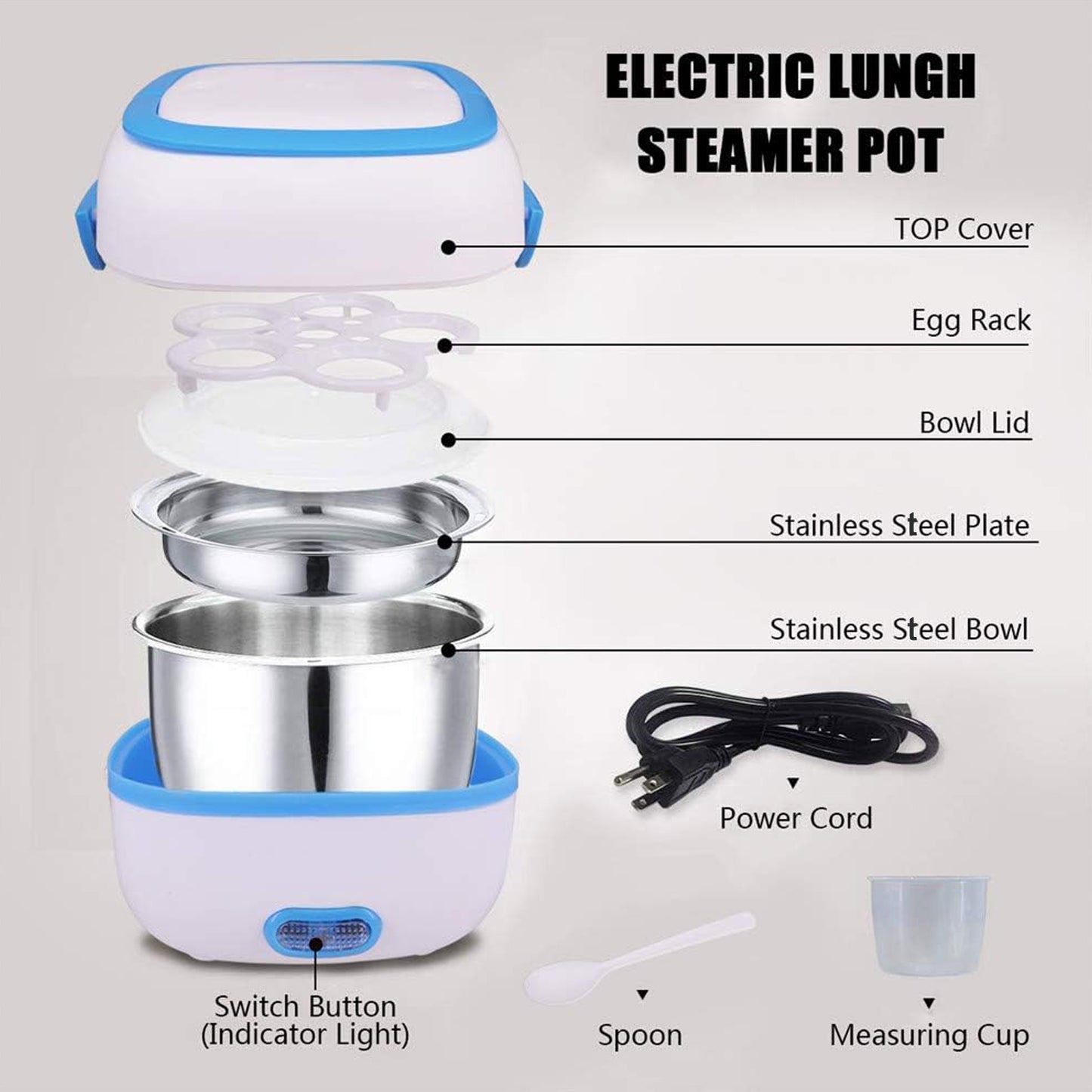 Electric Lunch Box Portable Food Warmer Food Heating Lunch Box Removable Food-grade Stainless Steel Compartments 220v 200w For Car Truck Office - Happy Price - Image 5