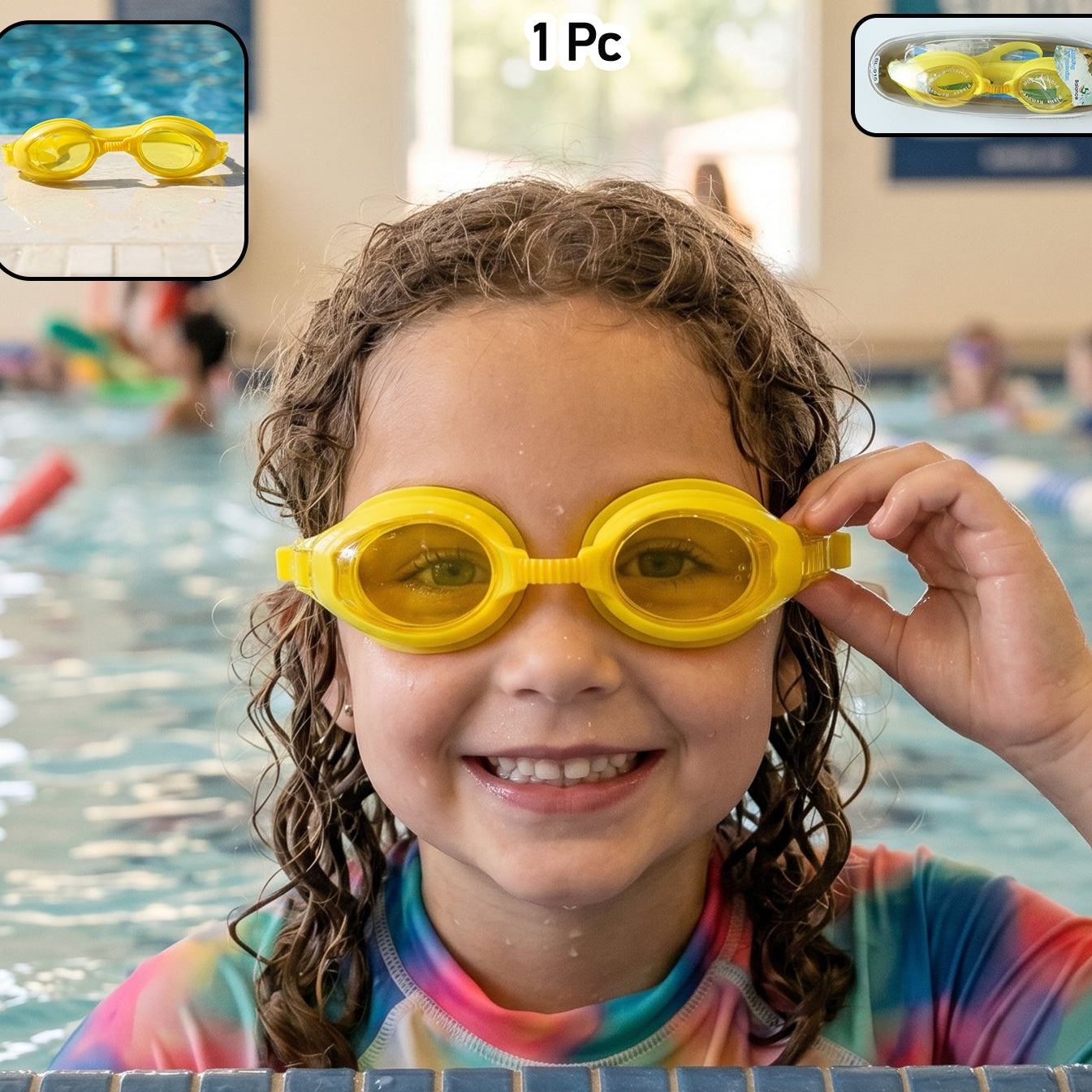 Kids Colorful Swimming Goggles With Anti-leak Seal And Adjustable Strap  1 Pc
