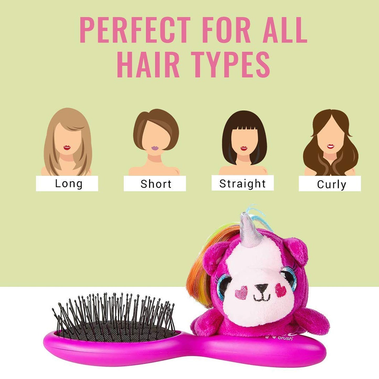 Kids Unicorn Plush Hair Brush - Gentle Detangling for Children (1 Pc) - Happy Price - Image 6
