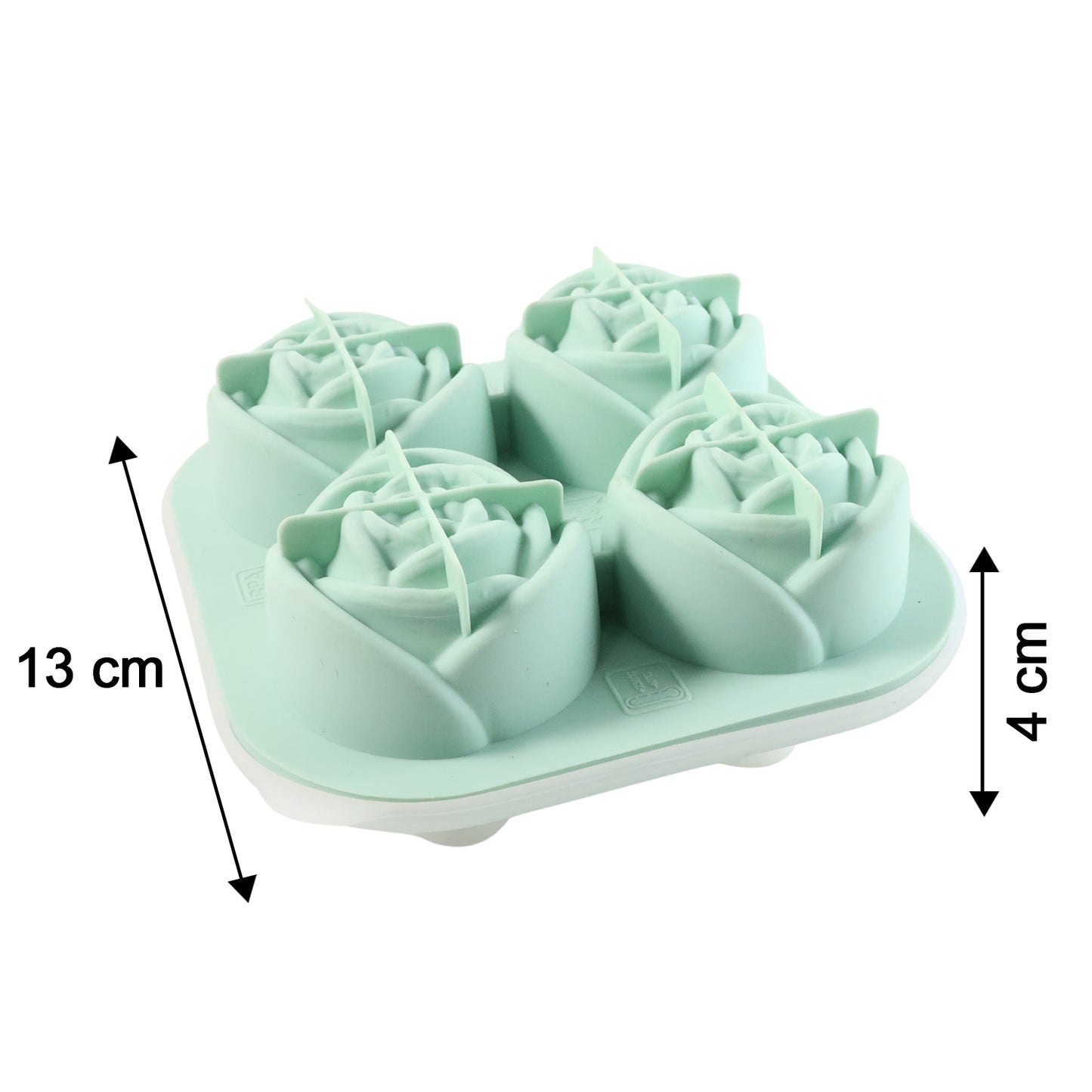 4 Cavity Rose Shape Ice Mold with Lid - Silicone Drink Chiller Tray (1 Pc) - Happy Price - Image 6