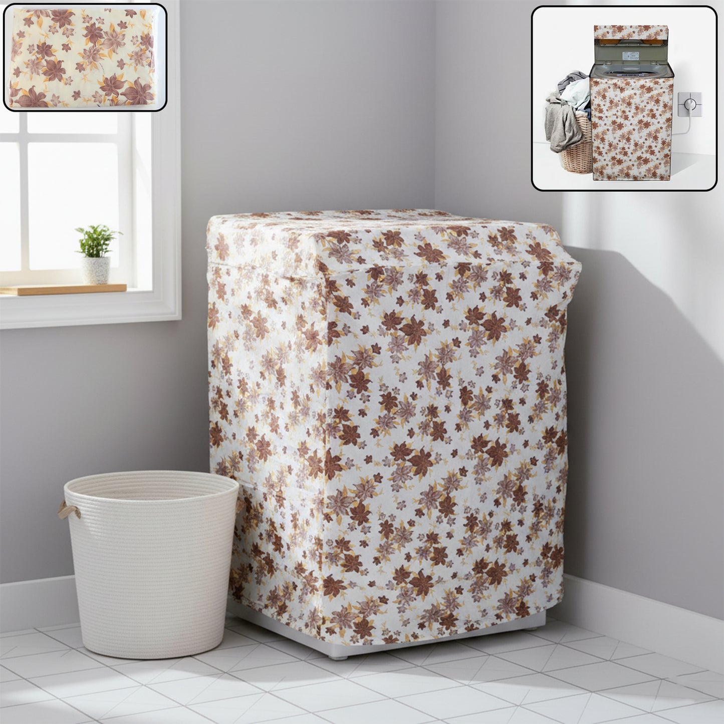 Floral Top Load Washing Machine Cover - 60x83 cm, Waterproof & Dustproof - Happy Price - Image 2