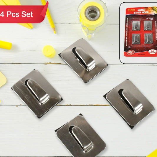 Self- Adhesive Hooks Heavy Duty Wall Hooks Hangers Stainless Steel Waterproof Sticky Hooks For Hanging Robe Coat Towel Kitchen Bathroom And. - Happy Price - Image 1