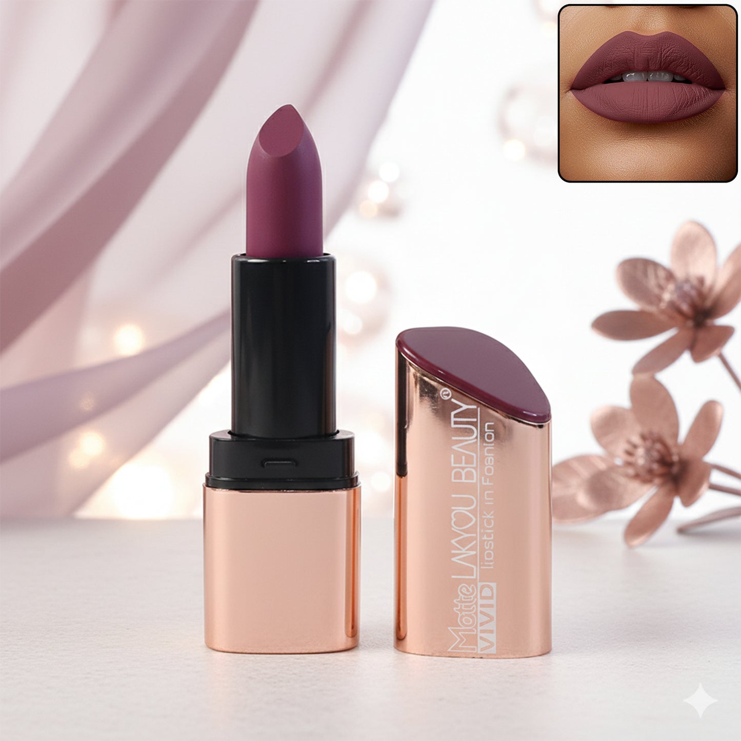 Vivid Matte Lipstick - 1 Pc, Rich Pigment, Comfortable Wear - Happy Price - Image 2