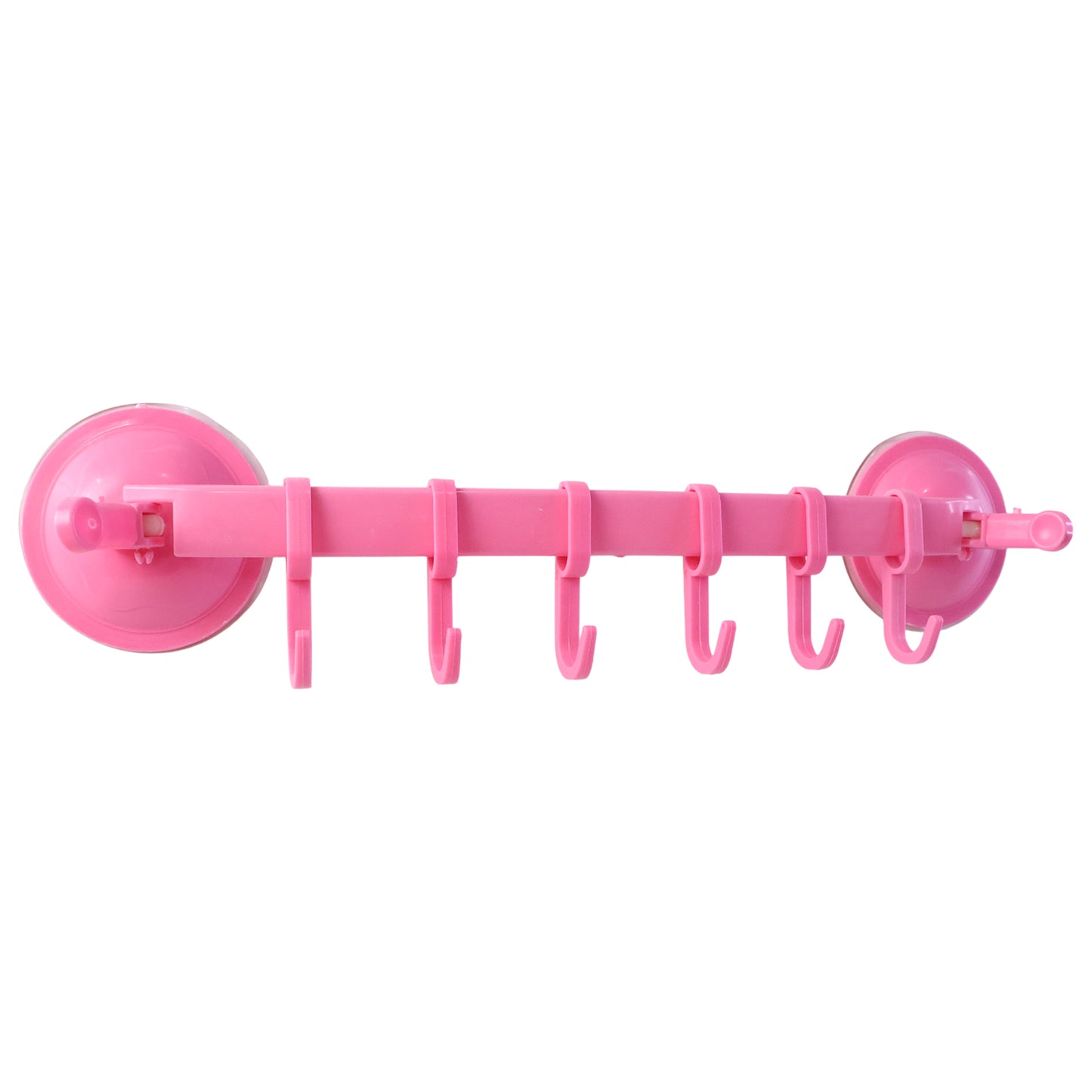 Plastic Wall Hook Rack with 6 Hooks - No-Drill Suction Mount Organizer (1 Pc) - Happy Price - Image 4