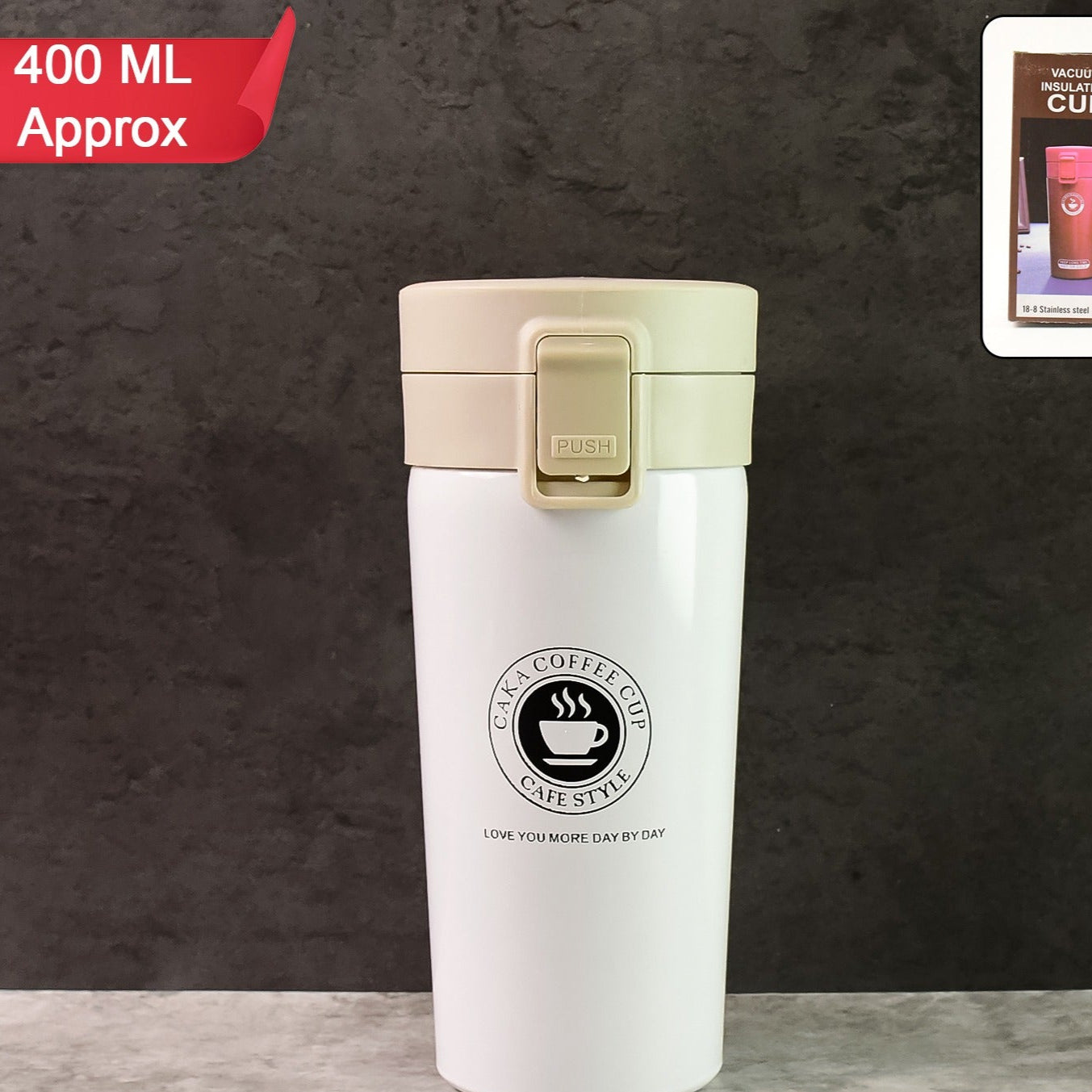 Stainless Steel Vacuum Insulated Coffee Flask With Flip Lock Lid (400ml  1 Pc) - Happy Price - Image 1